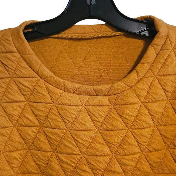 Medium Shein Mustard Yellow quilted design long sleeve crewneck pullover - Picture 2 of 5
